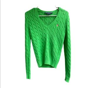 Vintage Ralph Lauren Sport Green Cable Knit Sweater Size Small Women’s